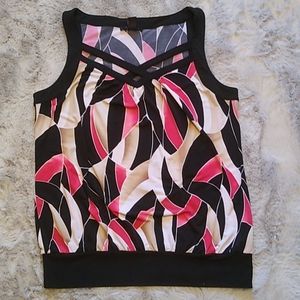 WHBM fancy tank top. Black crisscross detailing on the bust. Size XL.